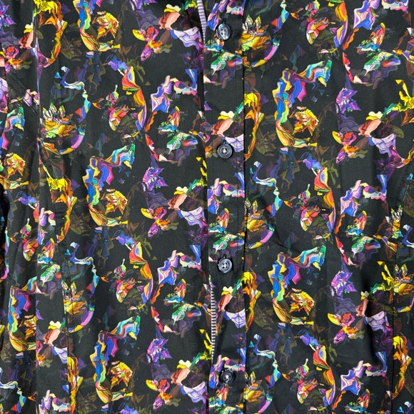 Eight X Premium Abstract Print Button Down Shirt Black Multicolor Size M Cotton - Picture 9 of 15